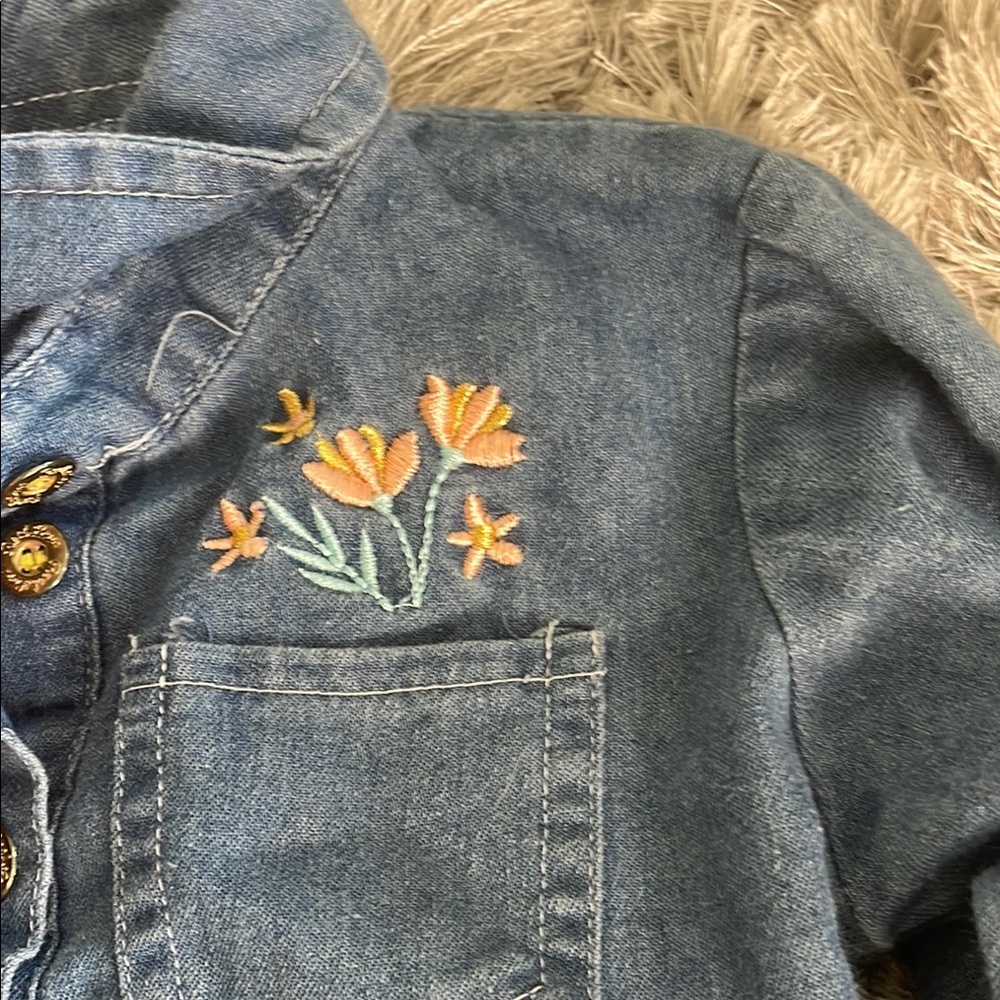Blue Jean Jacket with Ruffled Peplum Design - Picture 3 of 4